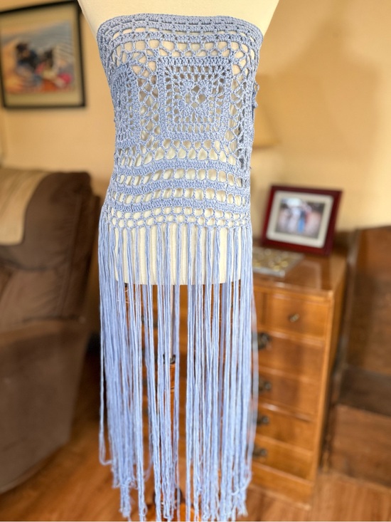 HYFVE Other - HYFVE Light Periwinkle Blue Crochet Fringe Strapless Dress or Skirt